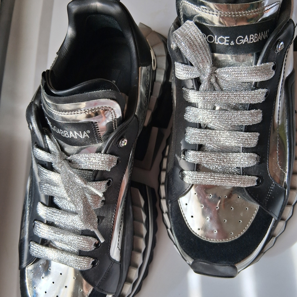 Dolce & Gabbana Silver and Black Sneakers - Picture 2 of 6